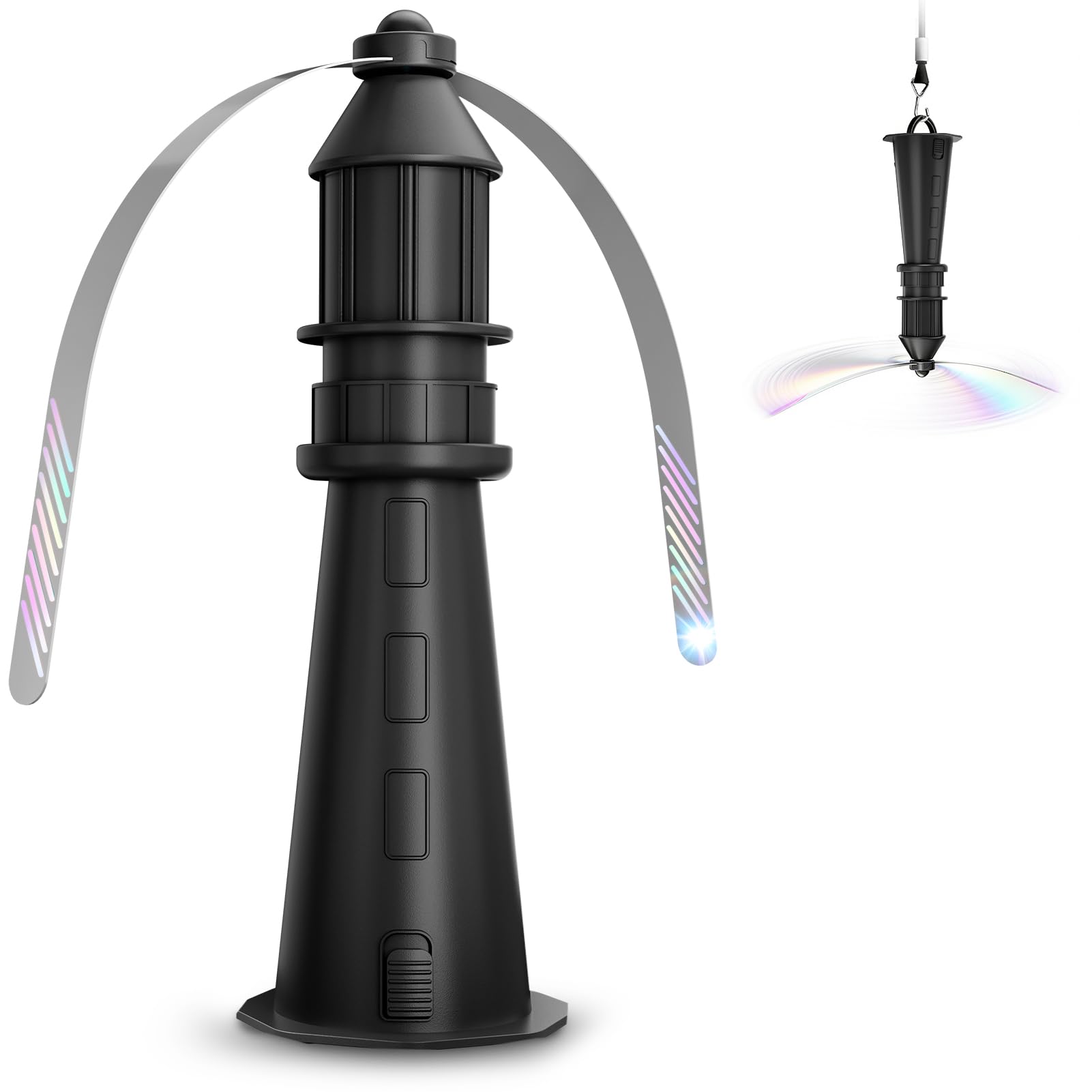 Rizeola Fly Repellent, Fly Repellent Table Fan with Holographic Wings, Hanging for Indoor and Outdoor Use, Insect Protection for Camping, Garden & Patio (Batteries Not Included) 1 Pack