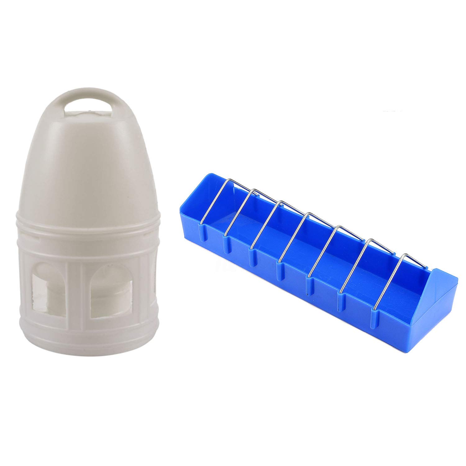 1 bebedero de plástico extraíble con asa para palomas y pájaros, suministros de 29 cm x 17 cm y de comedero de jaula de pájaros de 16 pulgadas