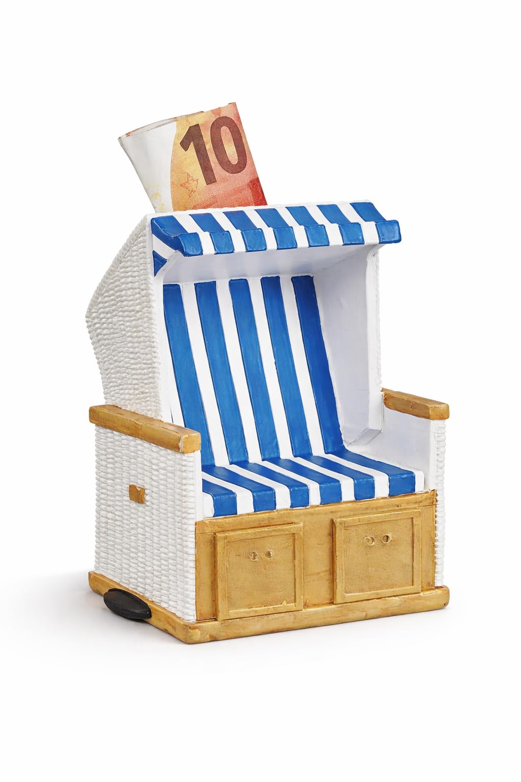 Salvadanaio a forma di poltrona da spiaggia – design marittimo – cassa vacanza & cassa da viaggio Sparbox – regalo in denaro per vacanze e fan del mare – 11,5 cm (blu)