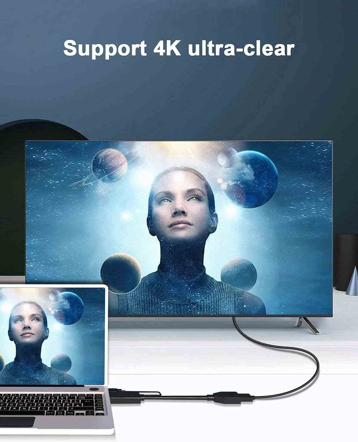 PremiumCord Adapter HDMI 2.0 do DisplayPort 1.2, Rozdzielczość 4K@60Hz 2160p Full HD 1080p, 3D, Kolor Czarny, Długość 25 cm