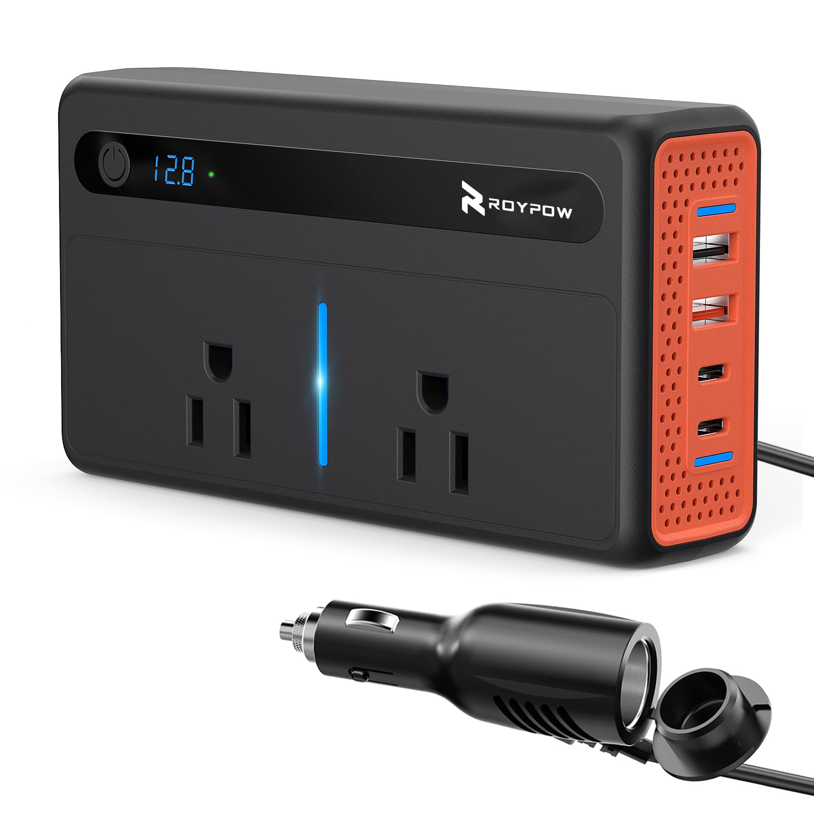 RoyPow 200W Car Power Inverter, DC 12V to 110V AC Power Inverter with Cigaret...