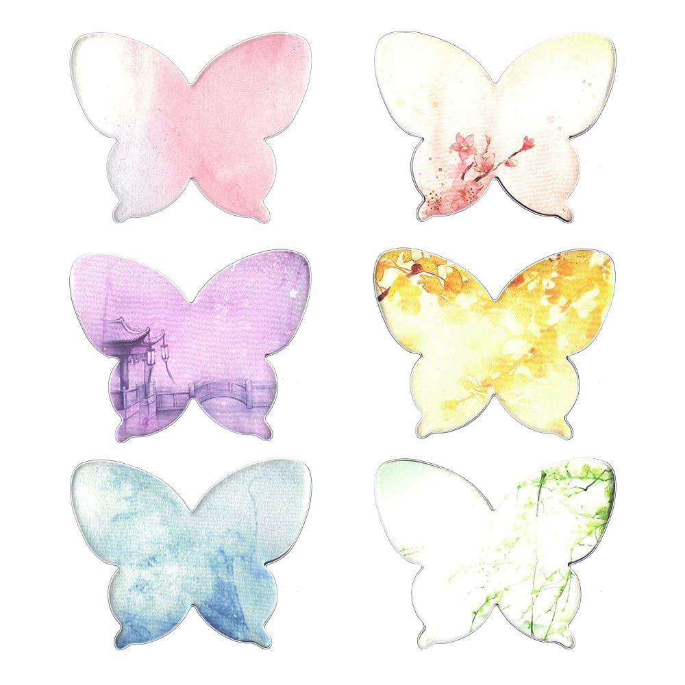Fun Cute Shaped Sticky Notes Colored Butterfly Sticky Notes for Kids Women 6 Pack Small Sticky Notes Set