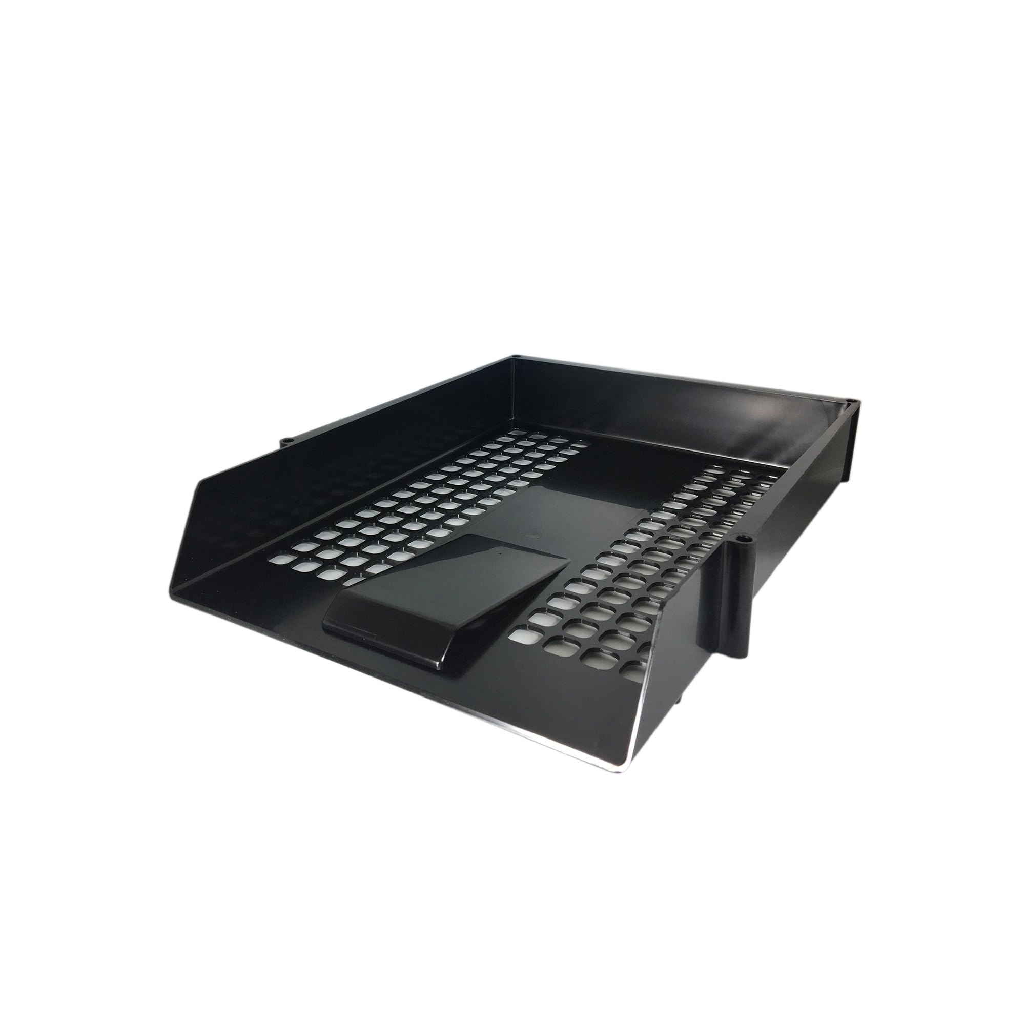 Nobel Black Plastic Filing Storage Letter Trays With Metal Risers, Document Paper Filing In & Out, Stackable (, 1 Single Letter Tray)