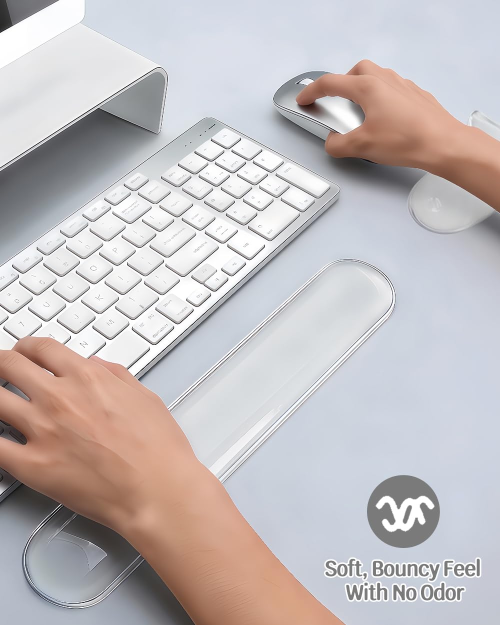 Przezroczysta żelowa podkładka pod nadgarstek z podkładką pod mysz, ergonomiczna podkładka pod nadgarstek do klawiatury i myszy komputerowej, antypoślizgowa podkładka chłodząca do biura, gier