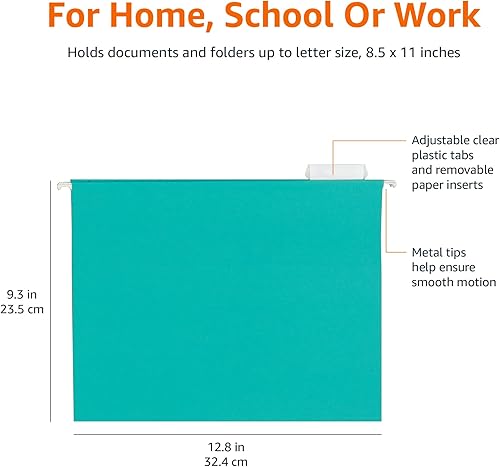 Miniatura 6 de Yaxa Basics Carpetas colgantes para archivos, tamaño carta, aguamarina, paquete de 25