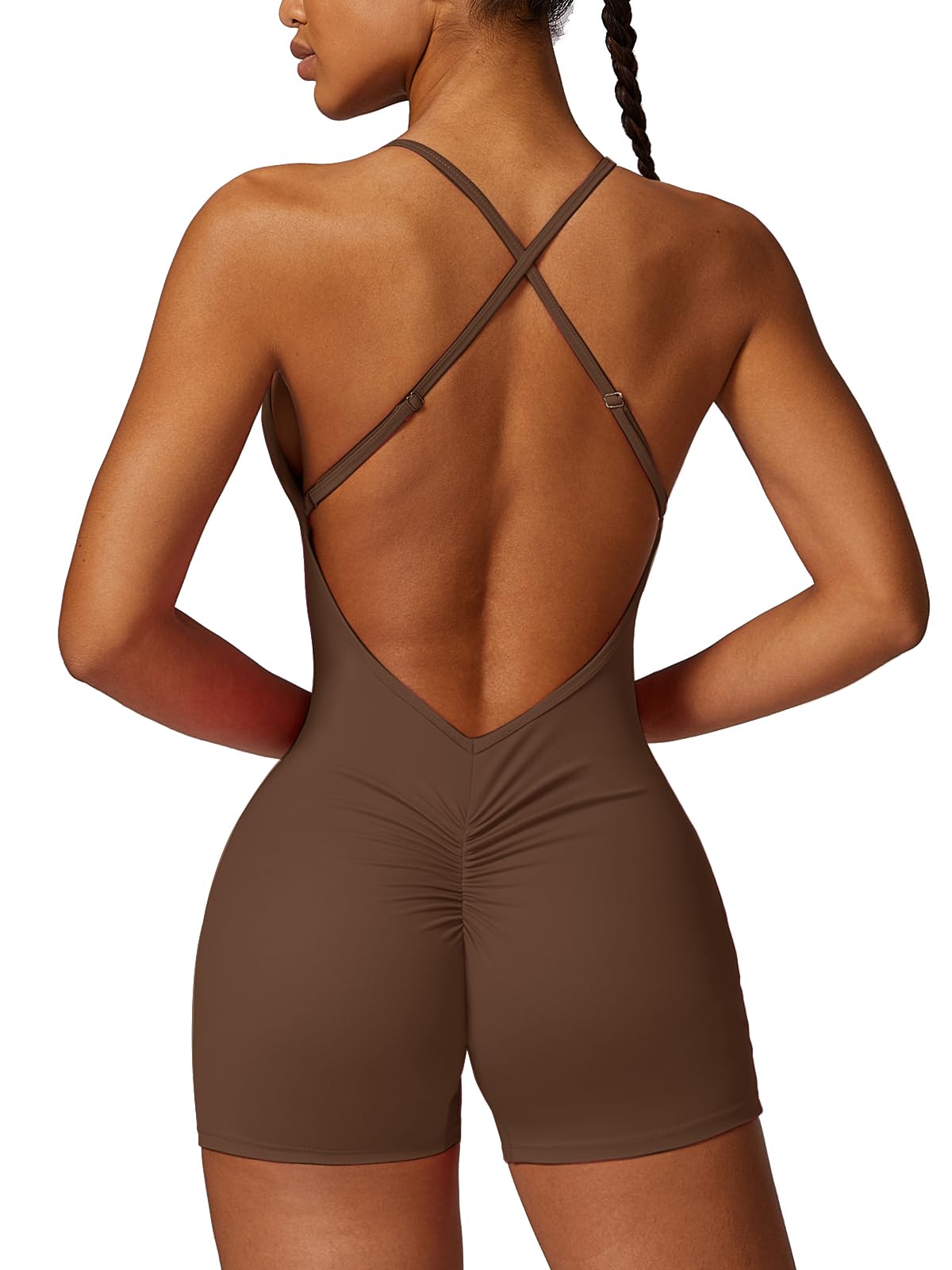 Ecupper Femmes Combinaisons d'été Une pièce Sans Manches Gym Rompers Dos Nu Tummy Control Yoga Workout Bodycon