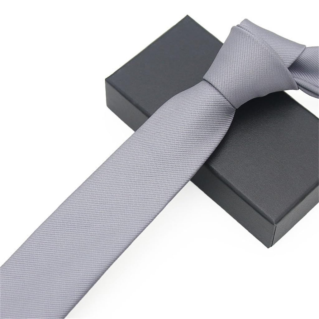 JFDBGU Korean Narrow Plaid Floral Men's Business Tie Polyester Plain Hand Tie Casual 6CM(Gray)