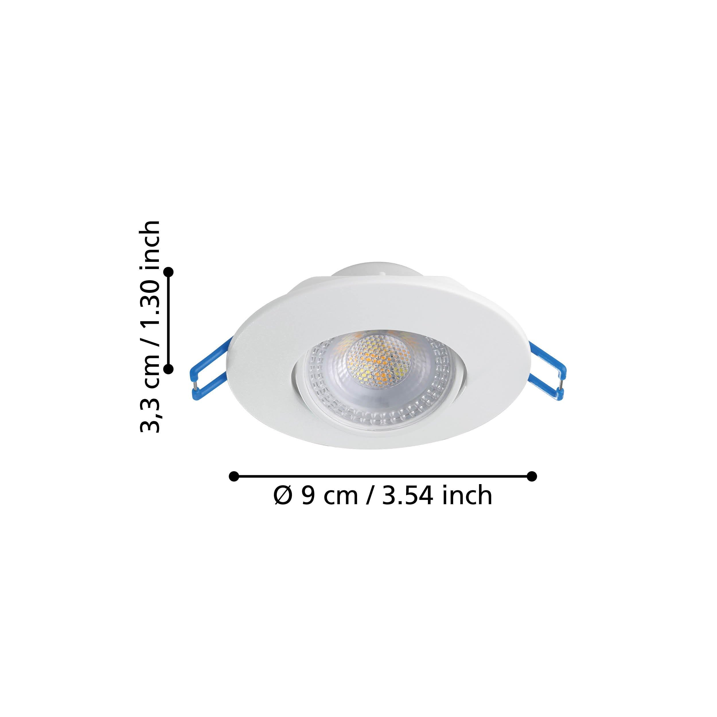 Eglo Set de 10 focos LED empotrables Cedrez, Ø 9 cm, spots | de techo extra planos, con Dip Switch, plástico blanco, luz cálida, neutra y fría
