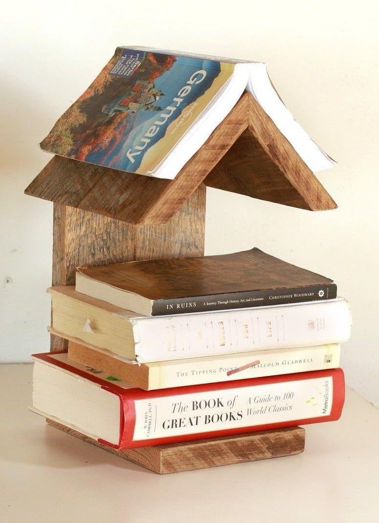Lamonade24 House Book Holder/Bedside Stand | Decorative Wooden Organizer for Table, Study Desk & Bedroom | Compact 5 x 5 x 9 Inch Book Storage Rack-image-2