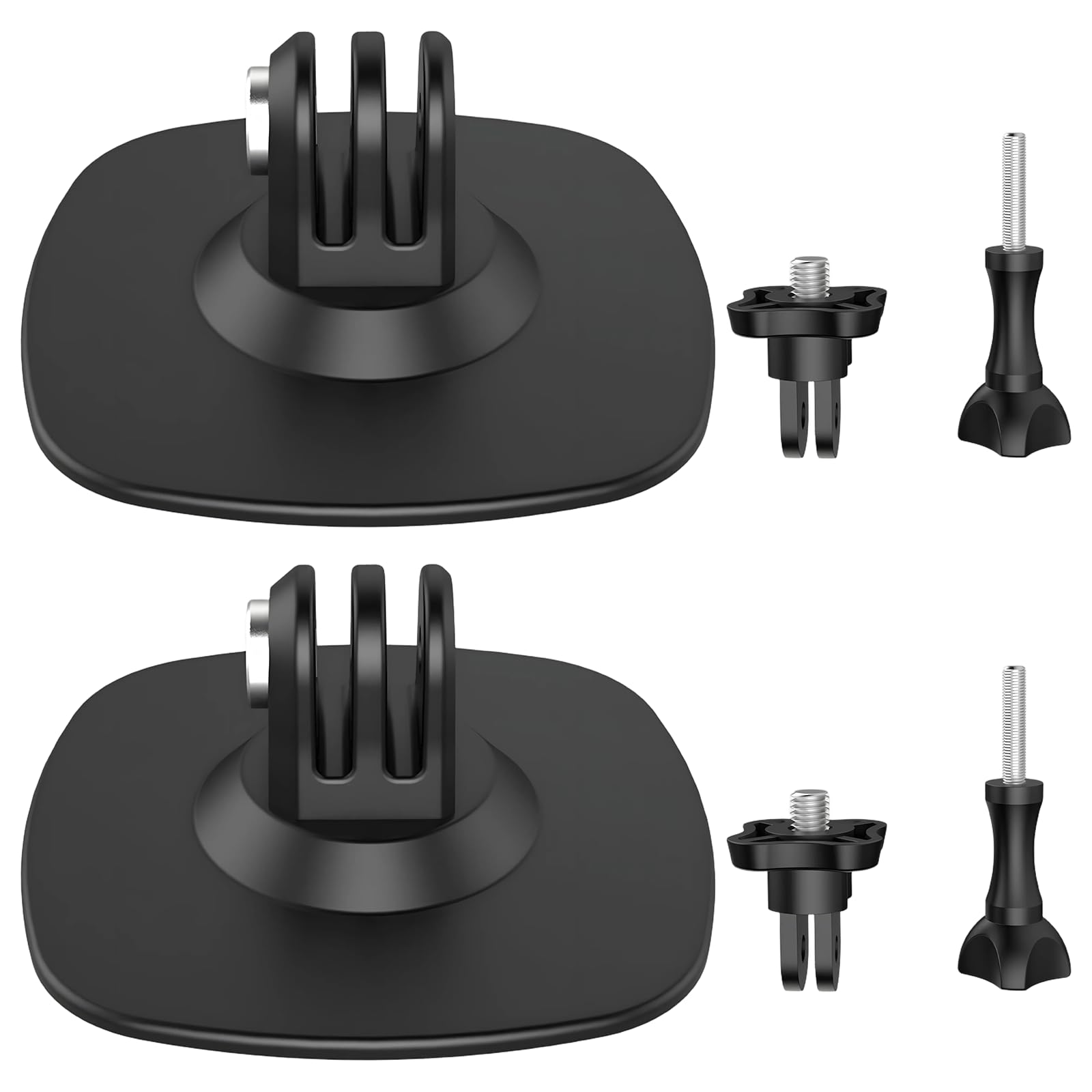 2 STK. Flexible Klebehalterung für Helm, für Insta360 X5 X4, Sportkamera Zubehör, große Basis 2,5 in / 63 mm, mit 1/4 Adapter und Montageschraube, schwarz