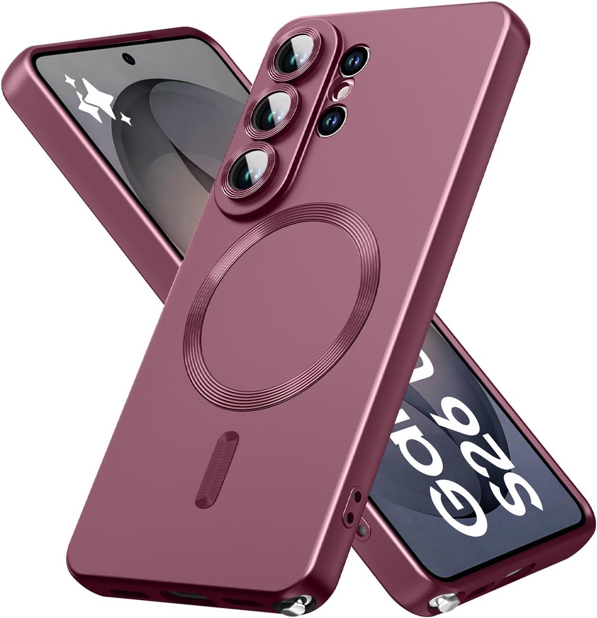 DIZORO Compatible with Samsung S26 Ultra Case,Matte Luxury Metallic Luster Flexible TPU, Compatible with MagSafe, Wireless Charging Shockproof Case with Lens Camera Protector Back Cover (Wine)