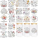 Butterfly UV DTF Cup Wraps - 20 Sheet Bible Verse UV DTF Transfer Stickers, Flower UVDTF Cup Wraps for 16 oz, Inspirational Quote Waterproof Decals for Glass, DIY Crafts