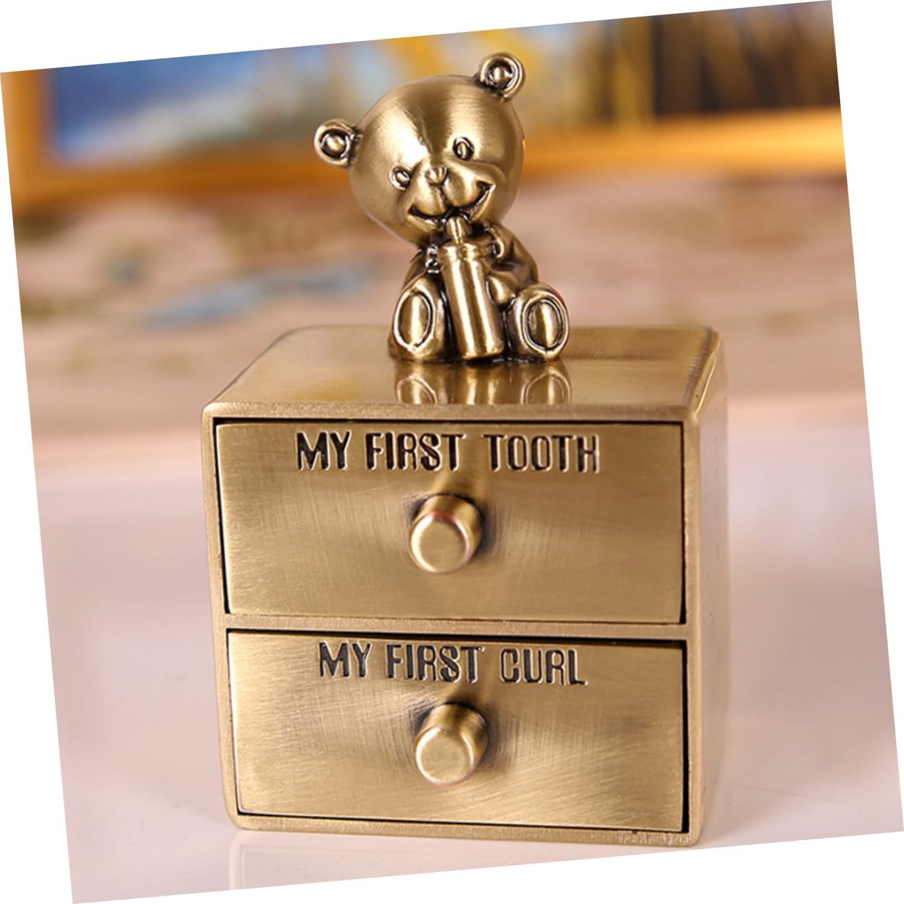 Tooth Keepsake Box for Teeth and Curls Drawer Style Container for Cherishing Childhood Memories for Showers and Birthdays Classic Antique Design