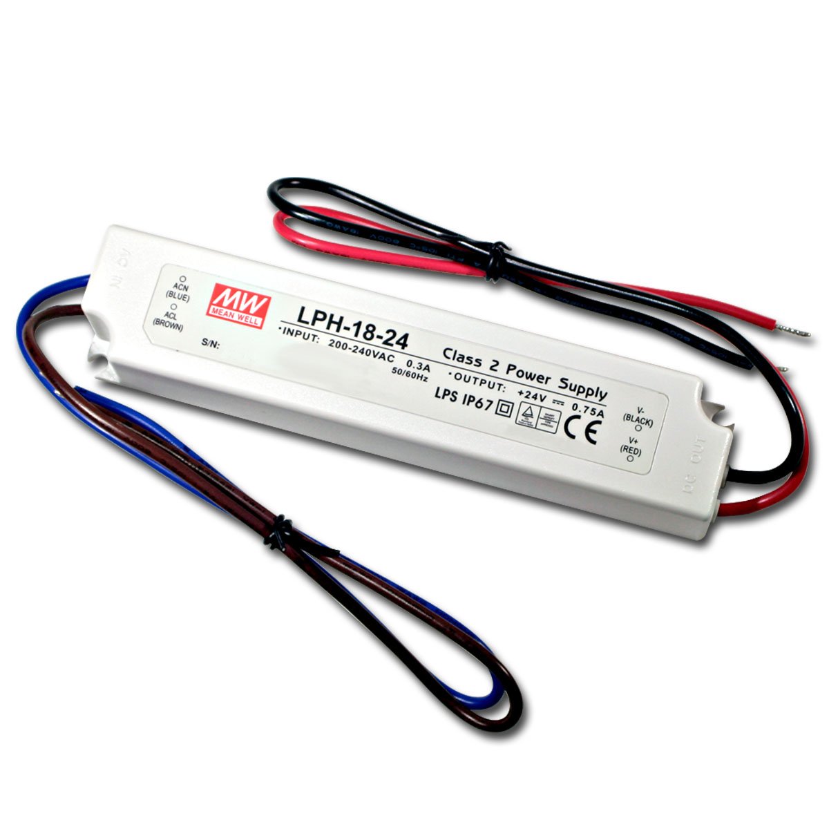 MeanWell Transformator LED 24 V, 0,75 A, 18 W, IP67)