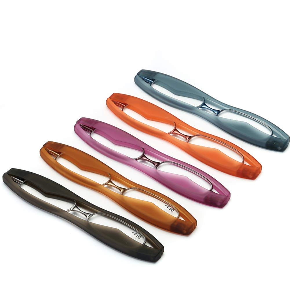 ACXZ Gafas de Lectura Plegables para Hombres y Mujeres, Patillas giratorias de 360 °, Gafas portátiles estrechas y Delgadas con Montura metálica, Resistentes a los arañazos(+1.0)