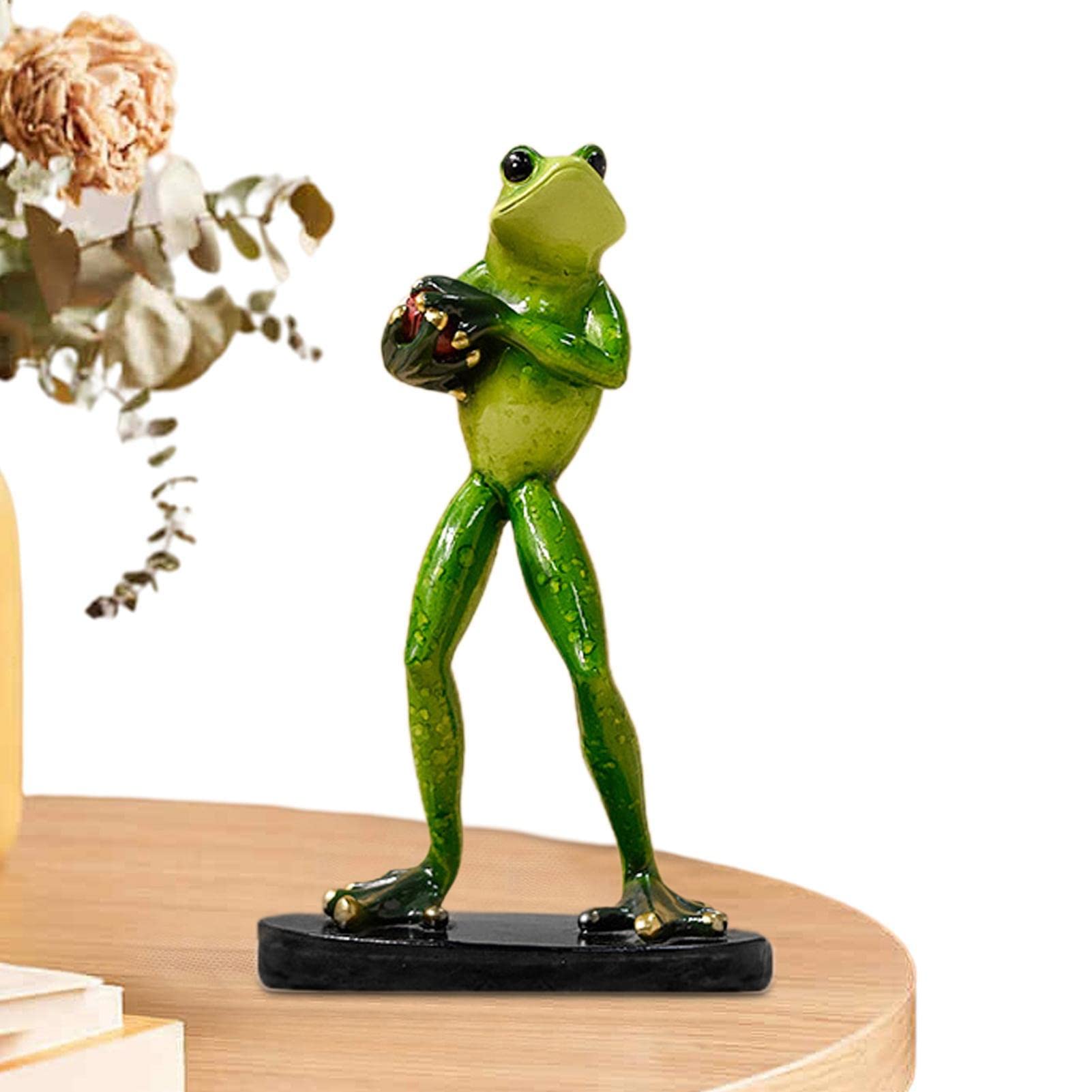 Youding Decorative Frog Statue, Yard Frog Statues Outdoor, Style Sports Frog Statue Rural Ornament For Fish Tank Desktop