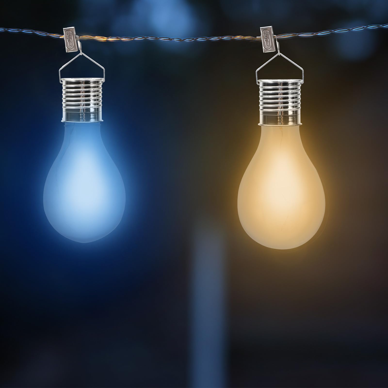Lampadine Solari Sospese LED Impermeabili 4 Pezzi, Luce Solare Decorativa per Esterni, Giardino e Cortile, Design a Clip Facile da Fissare, per Illuminazione Esterna e Campeggio