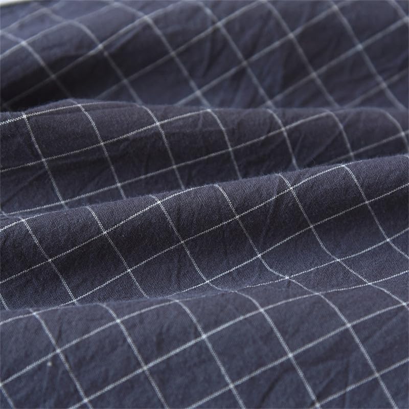 Shanghai Story Check Print Couple 100% Cotton Robe Soft Lightweight Kimono Bathrobe Loungewear4