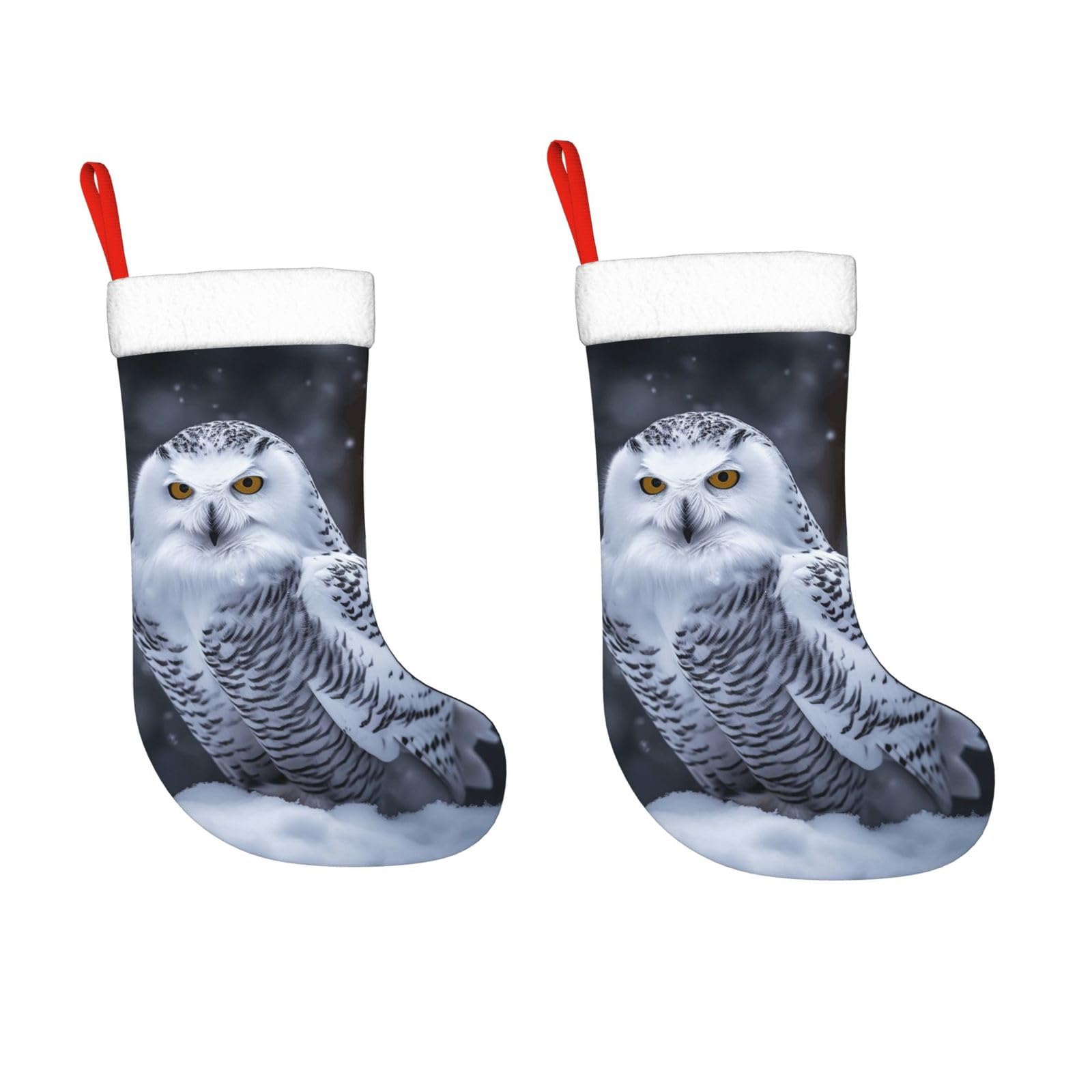 KLOPH 2 Pack 18 Inches Christmas Stockings Personalized Arctic Owl Xmas Stocking Hanging Decoration Fireplace Stocking for Holiday Xmas Tree Christmas Fireplace Decor Gifts