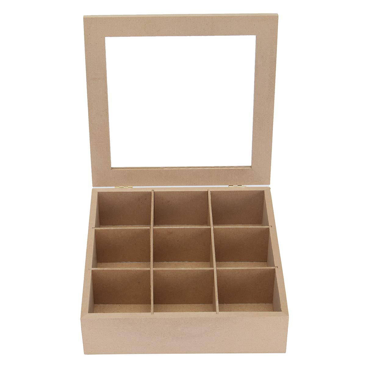 9 Compartiments Boîte À Thé En Bois Boîte À Épices Boîte À Charnière Couvercle En Verre Cuisine Cuisine