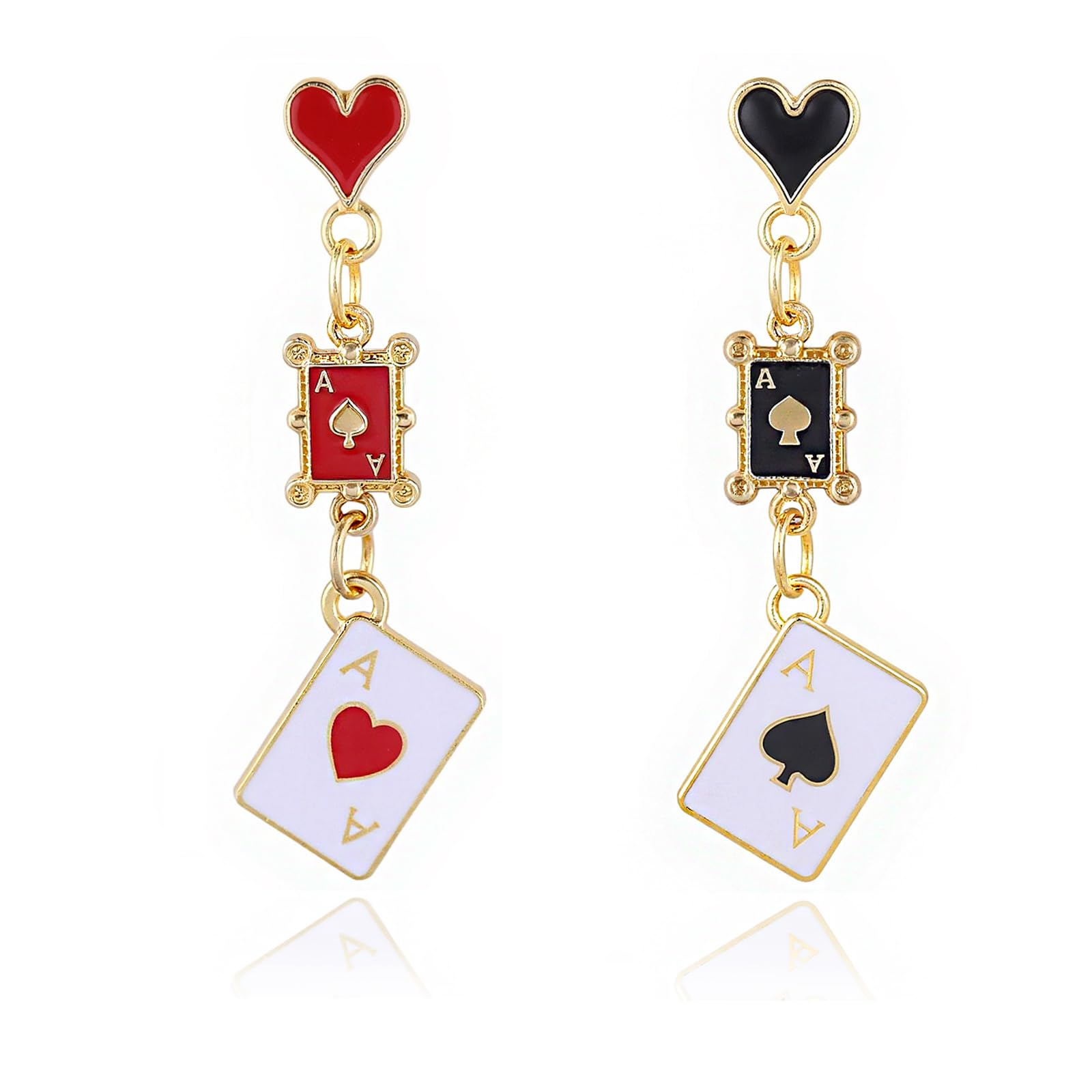 Queen of Heart Earring for Women Red Black Queen Hearts Cards Earrings Halloween Vampire Queens Heart Earring Halloween Queen Vampire Costum Jewelry