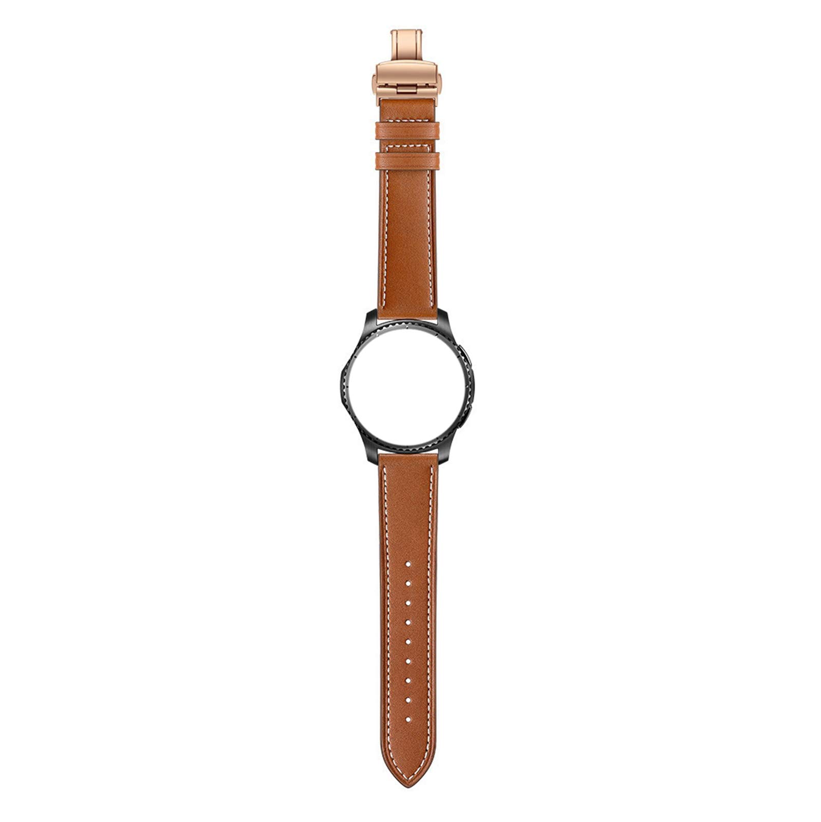Uhrenarmbänder, Uhrenarmband Schlaufe, 20mm/22mm Damen Herren Elegantes Echtleder Uhrenarmband Schnellverschluss Schmetterlingsschnalle Hautfreundliches, atmungsaktives Ersatzarmband (Color : Apricot