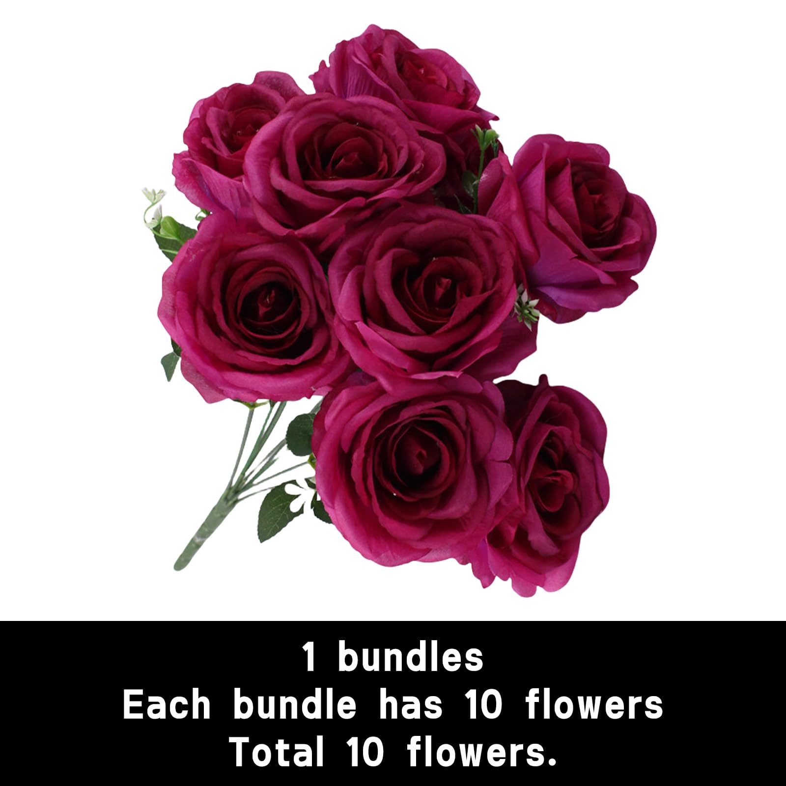 astylishome Outdoor Artificial Flowers Pink Fake Rose Flower 10 Pcs Roses with Stems for Home Wedding Hotel Office Centerpiece DIY Floral Arrangements Decor 1212 - Image 2