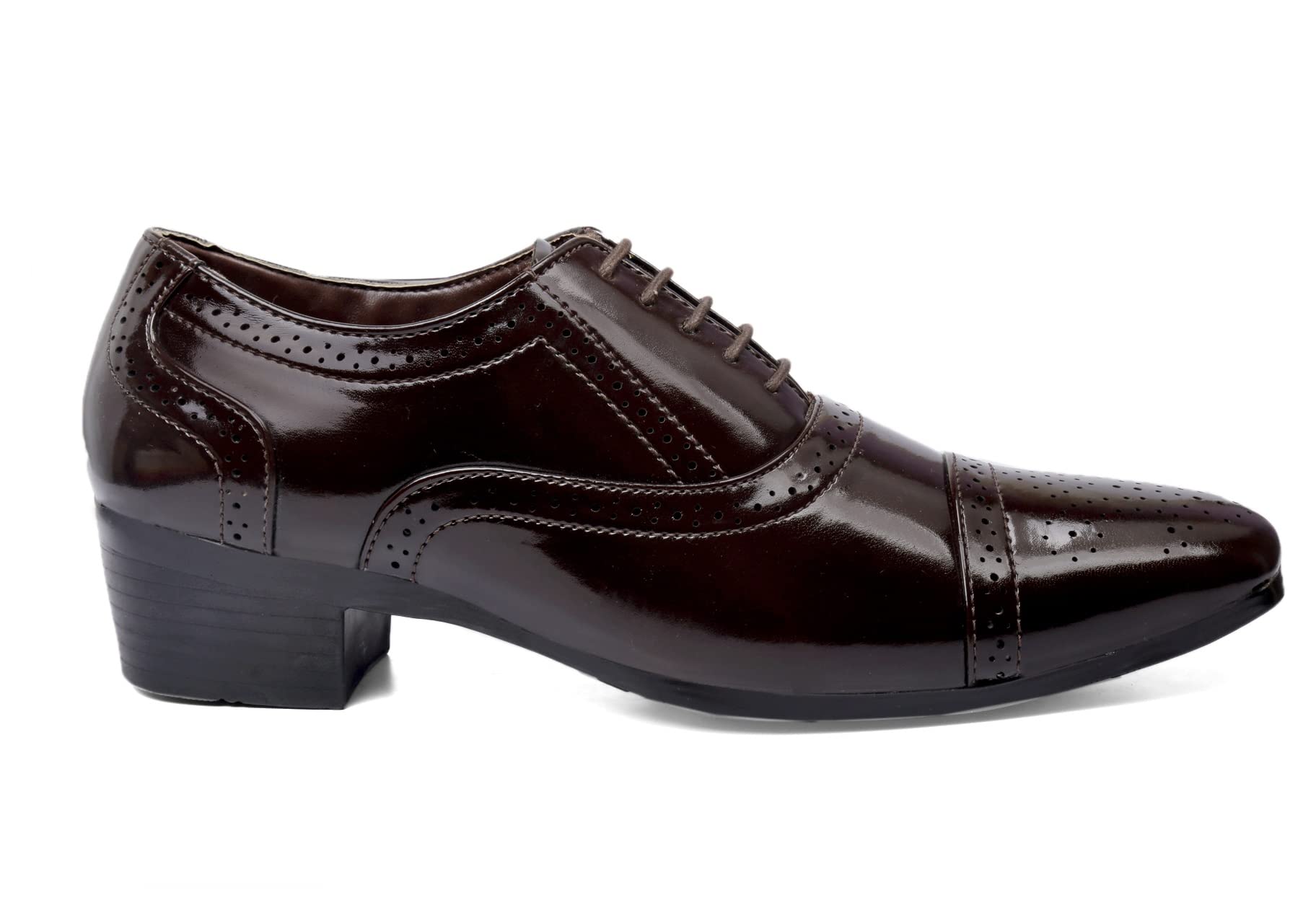 Men's 2 Inch Heel Height Increasing Formal Oxford lace-Up Sami Brogue Shoe-image-44