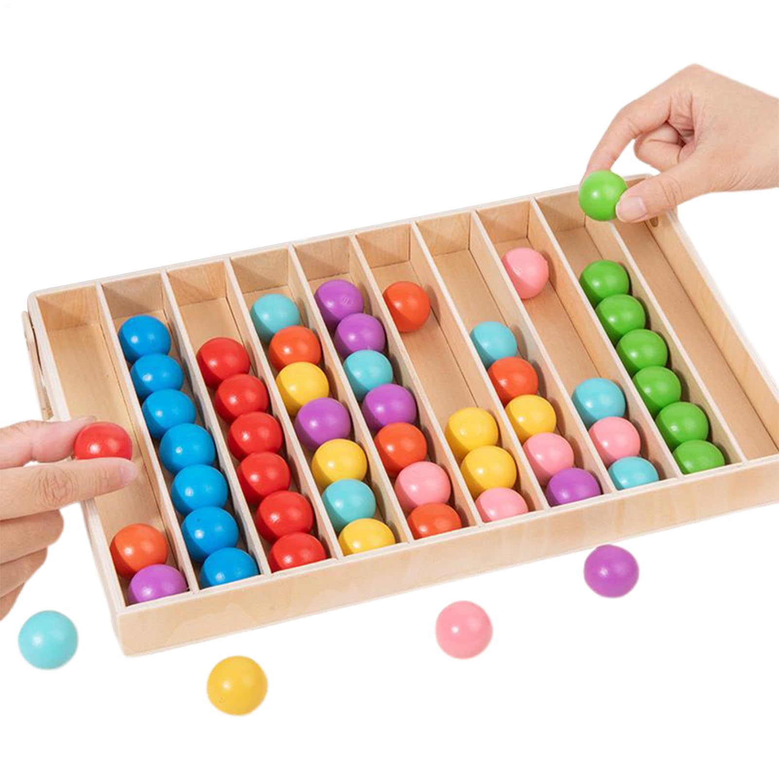 Color Sorting Toys - STEM Board Game | Wooden Ball Sorting Puzzle with Intelligence Boost, Classroom Kindergarten Tutoring Organizer for School Travel Learning Play