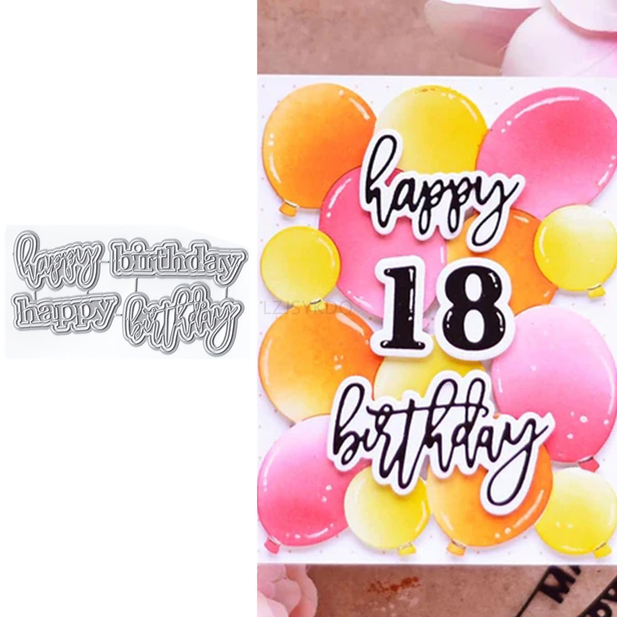 Shadow Happy Birthday Die Cuts for Card Making, Words Metal Cutting Dies for Paper Scrapbooking, DIY Stencils for Album Party Wedding Festivals Decoration, KDQ846 — image 1