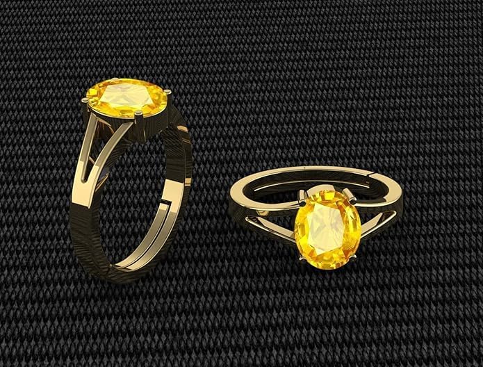 Original Yellow Sapphire Pukhraj Gemstone Ring Adjustable for Men & Women – Natural Gem, Unisex Jewelry