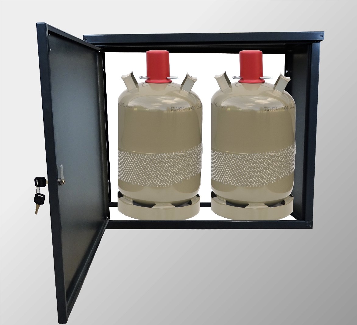 Srm-Design Gasflaschenschrank ohne Rückwand, ohne Boden für 2 x 11kg Gasflaschen Anthrazitgrau/für Camping,Betrieb, Werkstatt und Outdoor