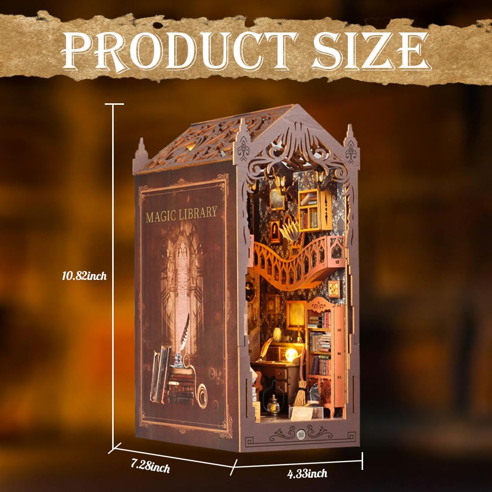 Lycidae Book Nook Kit, DIY Magic Dollhouse, Booknook, Miniature House Kit, 3D Puzzle Wooden, LED Lights, Decoration Gift - Image 2