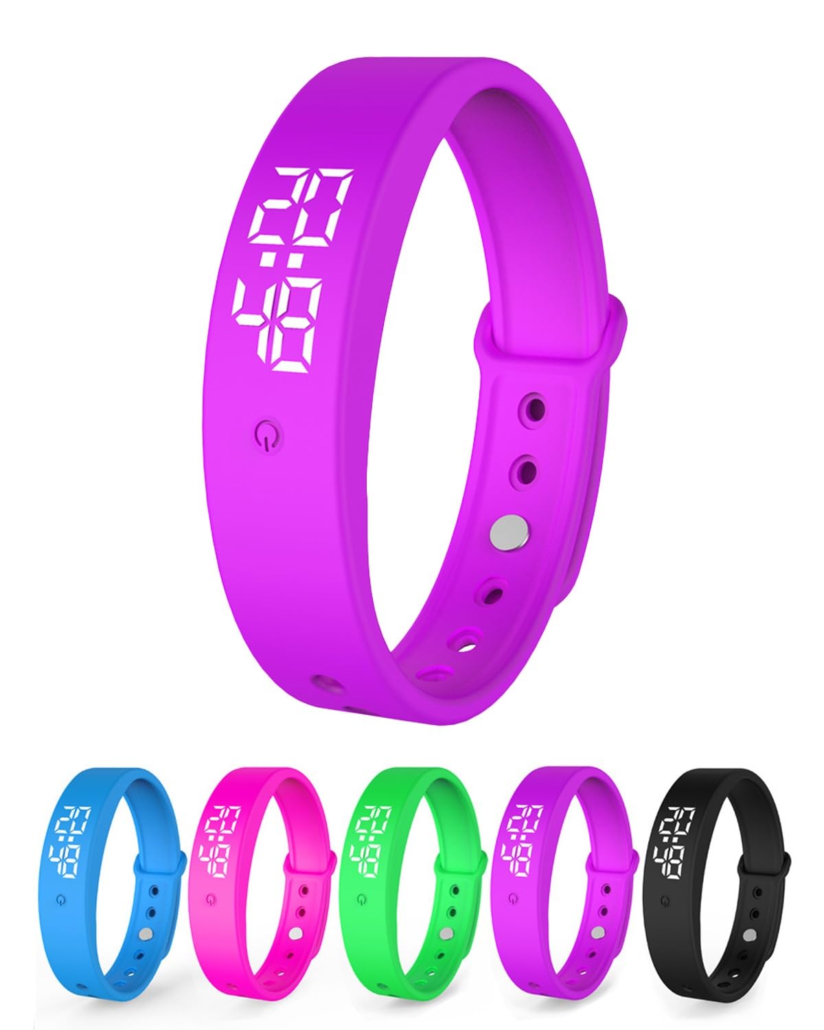Homaskylynn Vibrating Alarm Clock Watch for Heavy Sleepers Silent Wake Up Bracelet with Strong Vibration Wearable Digital Wrist Wristband Alarm Non-Audible Sleep Portable Watch for Men Women(Purple)