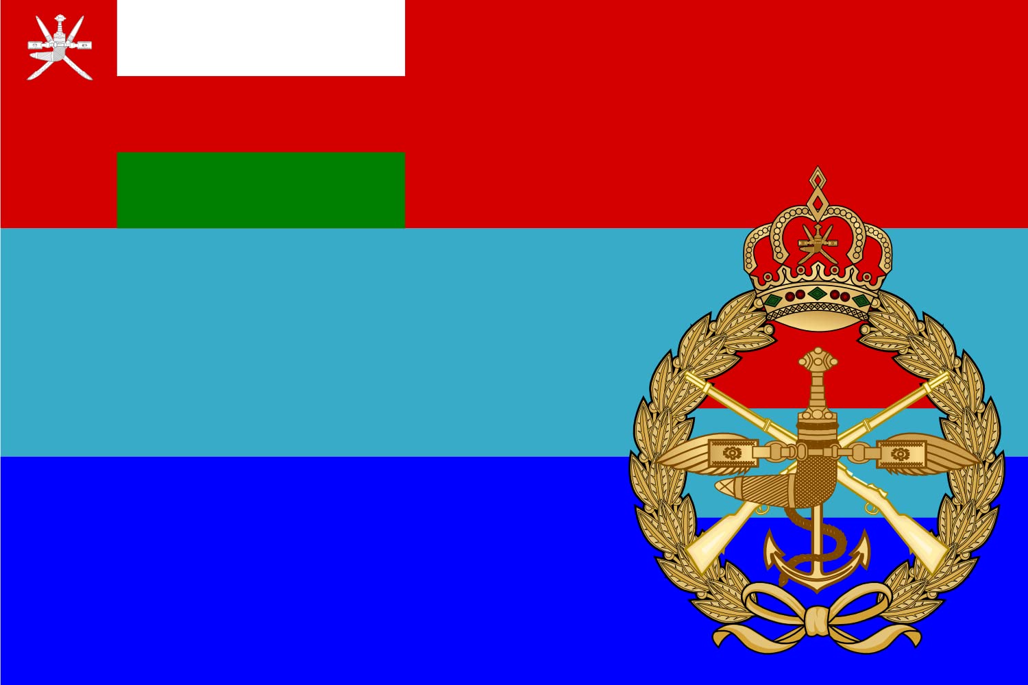 Drapeau Royal Oman Armed Forces grand tissu résistant aux pliures