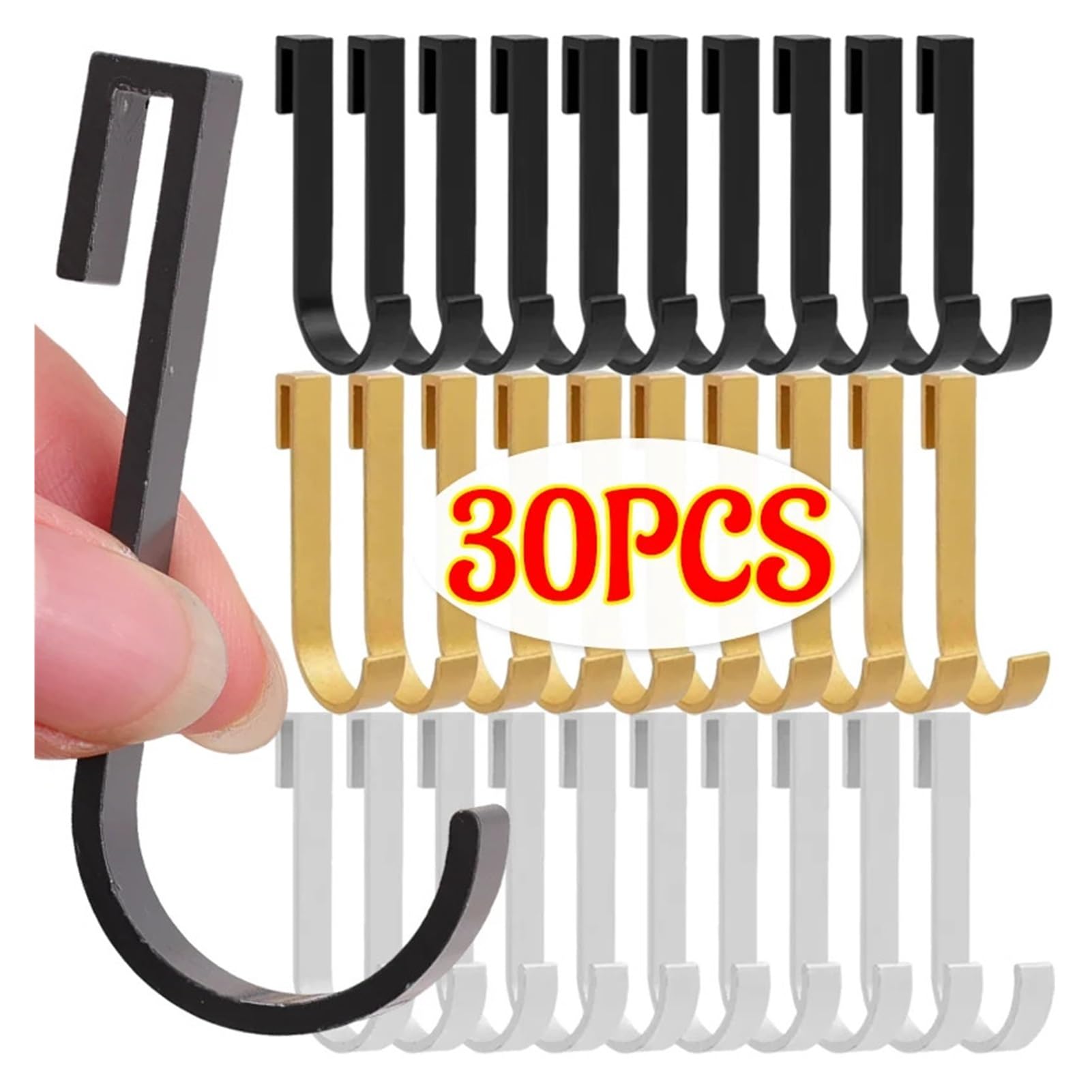 BARRINS Over The Door Hooks 1/30PCS J-Shaped Removable Hooks Bathroom Organizer Rack Hook Metal Door Cabinet Hook Clothes Hats Towel Hanger Storage Supplies(Black,5PCS)