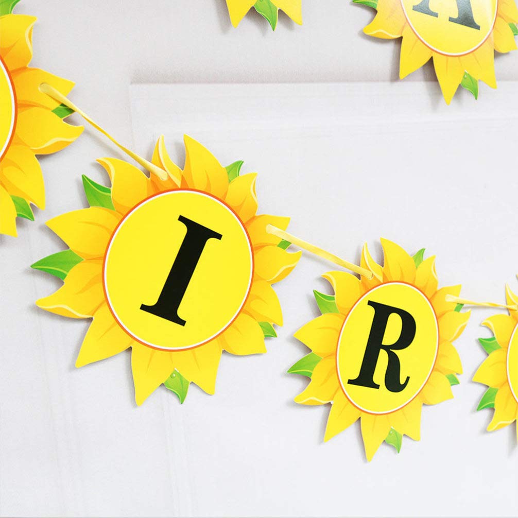 Amosfun Striscione Per Compleanno A Forma Di Girasole – Decorazione Per Feste, Giallo, 15,8 Cm - 4