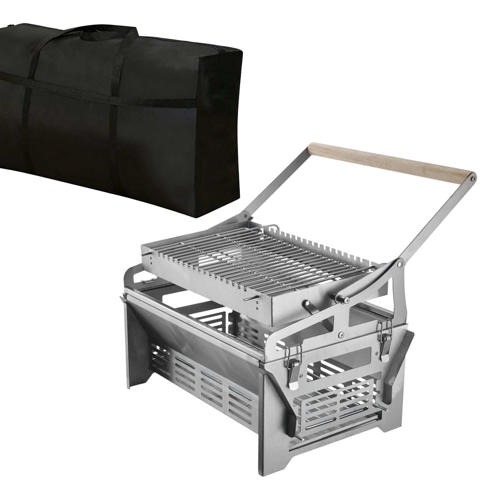PANGBOER Stainless Steel 360 Degree Rotating Barbecue Grills with Uniform Heat Distribution Portable Outdoor Cooking Tool Camping Barbecue