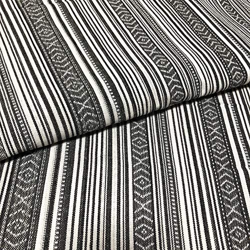 moonfarm 選べる10種 民族 調 柄 生地 綿 麻 手芸用 布 約1m 幅150cm 裁断済み (ストライプJ)