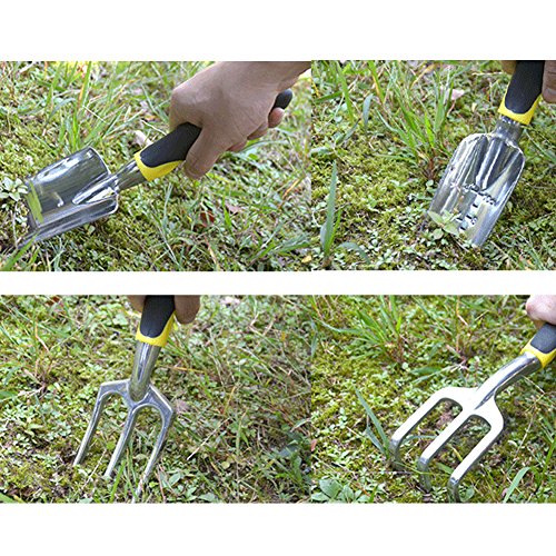 BeiLan Gardening Tools Set, 4 Piece Garden Tools for Trowel, Transplanter, Cultivator, Weeding Fork Digging Weeding Loosening Soil Aerating Transplanting