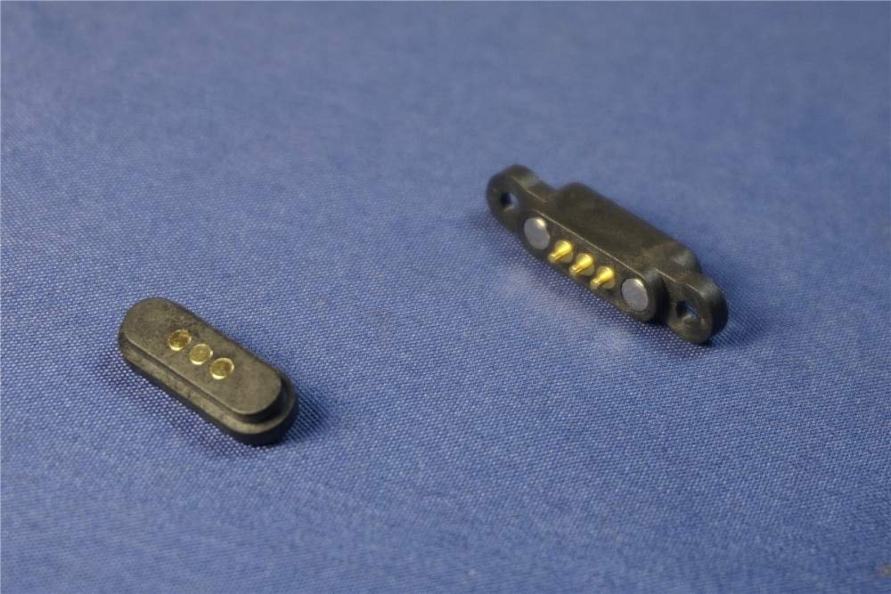 Gimax 1 Pair Spring Loaded Magnetic Pogo Pin 3 Pins 2.3 mm Pitch Vertical Single Row Through Holes Solder Male Female Probe Contact