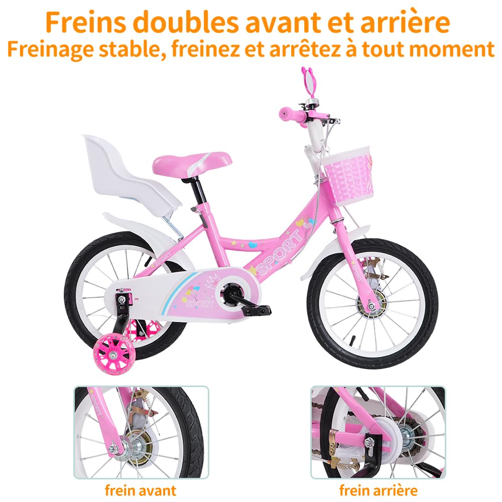 Bicicletta Per Bambini 12-20 Pollici - Per Ragazze E Ragazzi 2-9 Anni, Telaio In Acciaio, Freni Sicuri, Ruote Ausiliarie - 5
