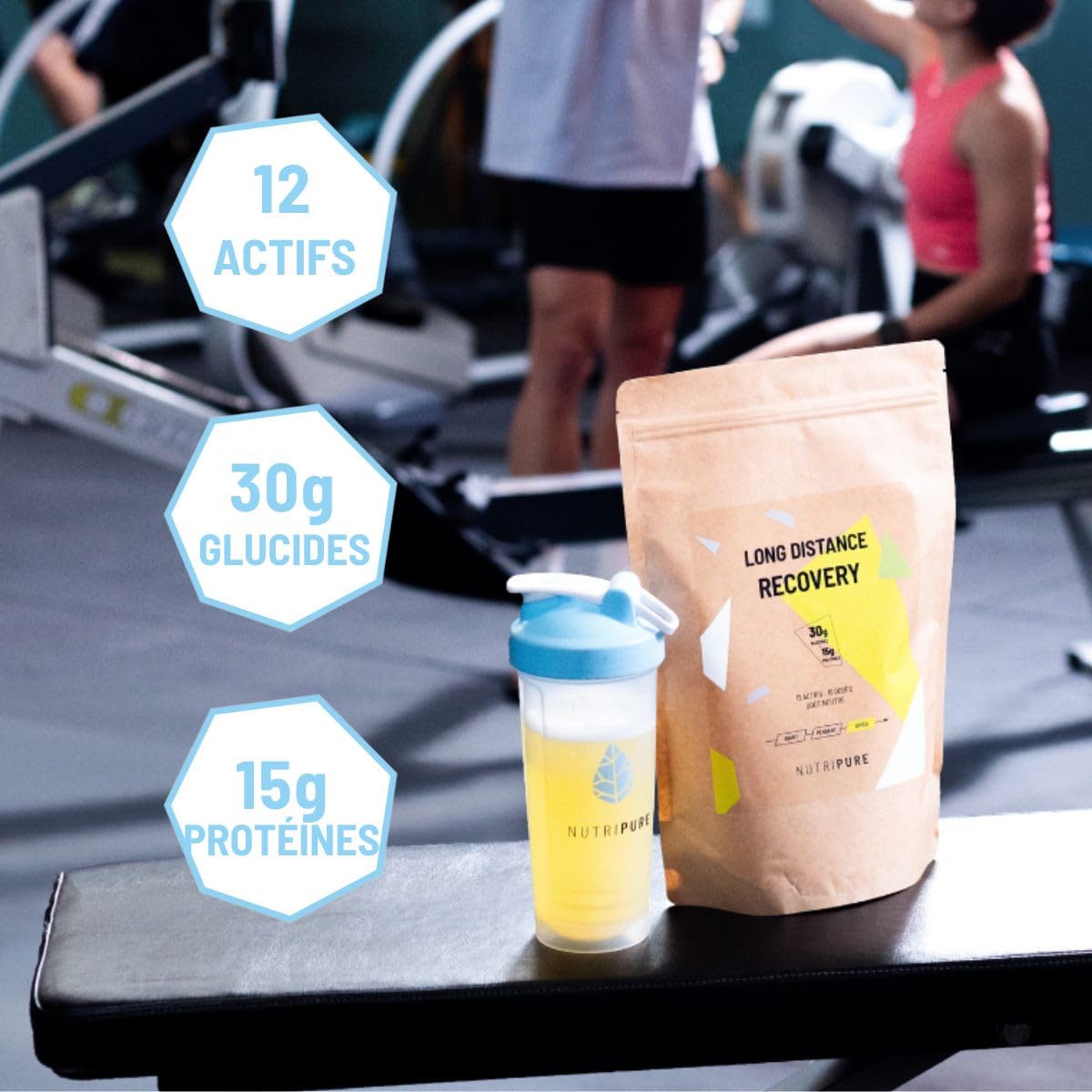 Nutripure | Boisson de récupération Long Distance – Endurance & Ultra | Protéines, Glucides, Collagène, Glutamine | Récupération Musculaire & Énergétique | Post-effort Trail, Vélo, Triathlon | 15 dose