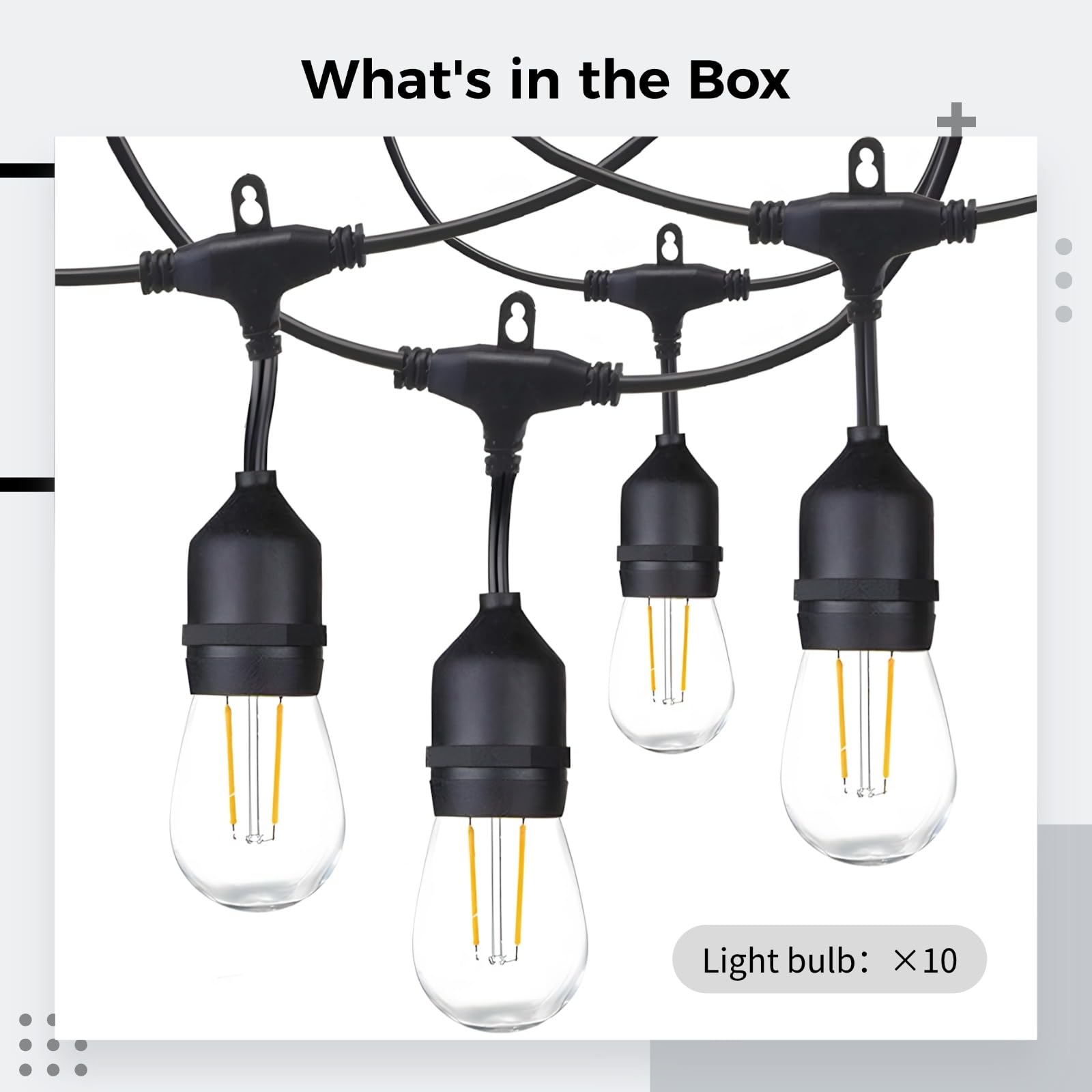 Guirnalda de luces solares para exteriores, impermeables, para patio, jardín, bombillas Edison decorativas con panel solar ajustable, LED de bajo consumo, clasificación IP65