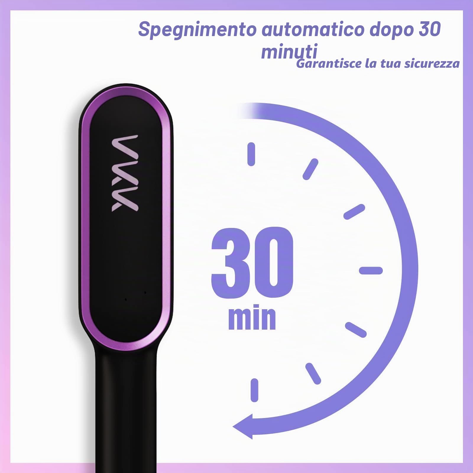 VKK Spazzola Lisciante, Pettine per Riscaldamento Elettrico Riscaldamento Ultra Veloce di 30 Secondi, Tecnologia Ceramica PTC, Anti-Scottatura