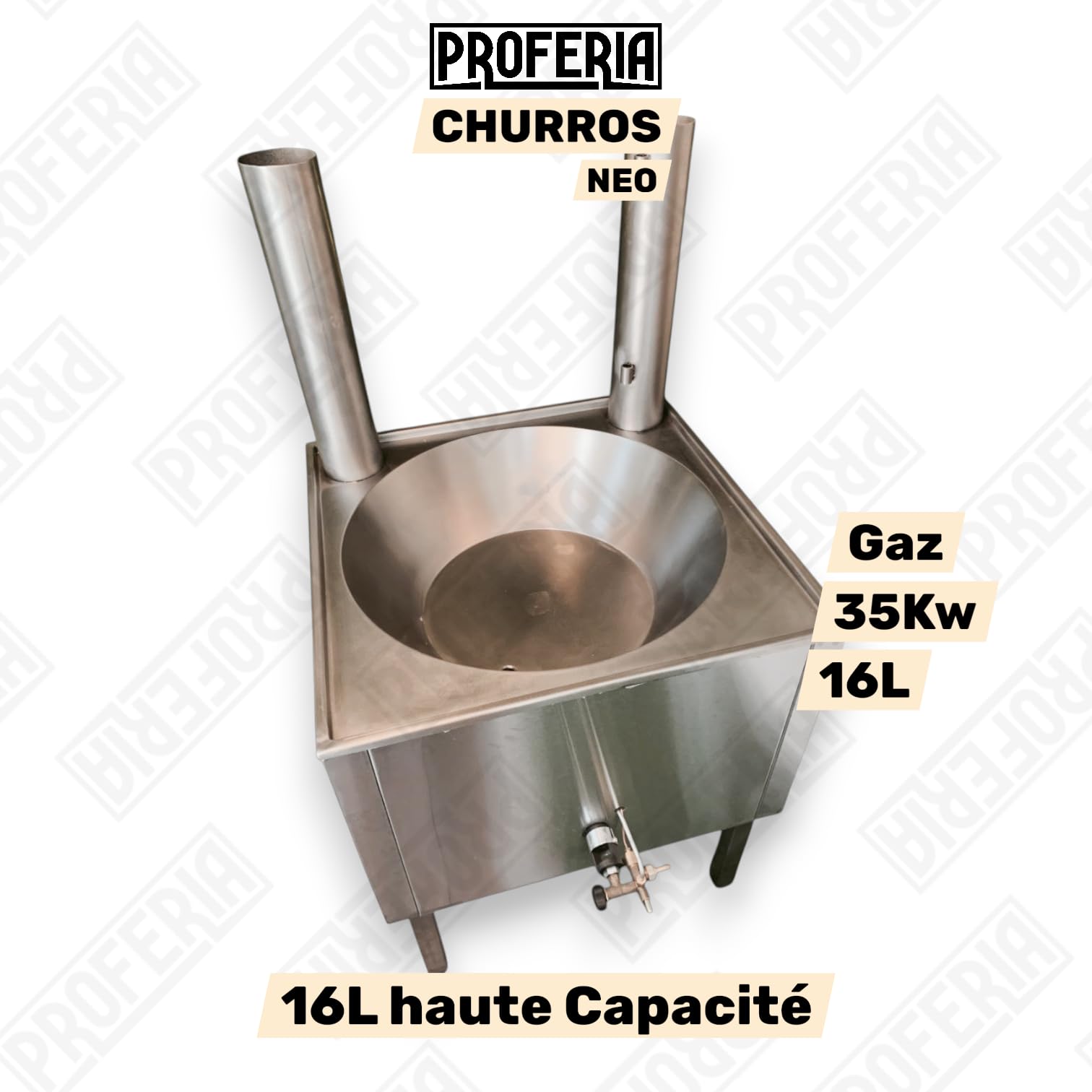 FRITEUSE À CHURROS PROFESSIONNELLE AU GAZ – 16L – 35KW – PROFERIA