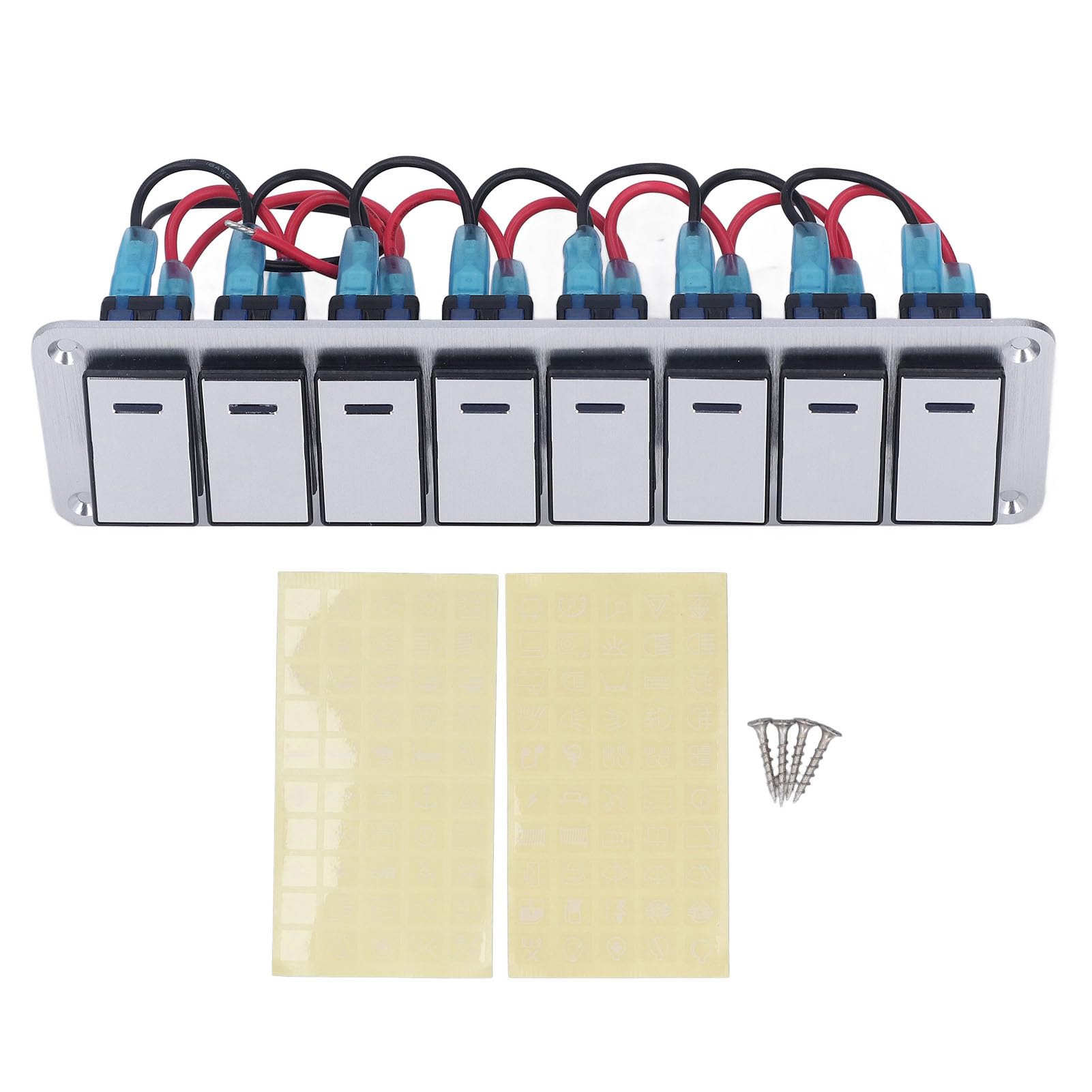 Pannello Interruttori a Bilanciere per Barche Marine 8 Gruppi 3 Pin, Interruttore a Levetta On/off con Luce Blu Singola con Design Precablato, Installazione Semplice