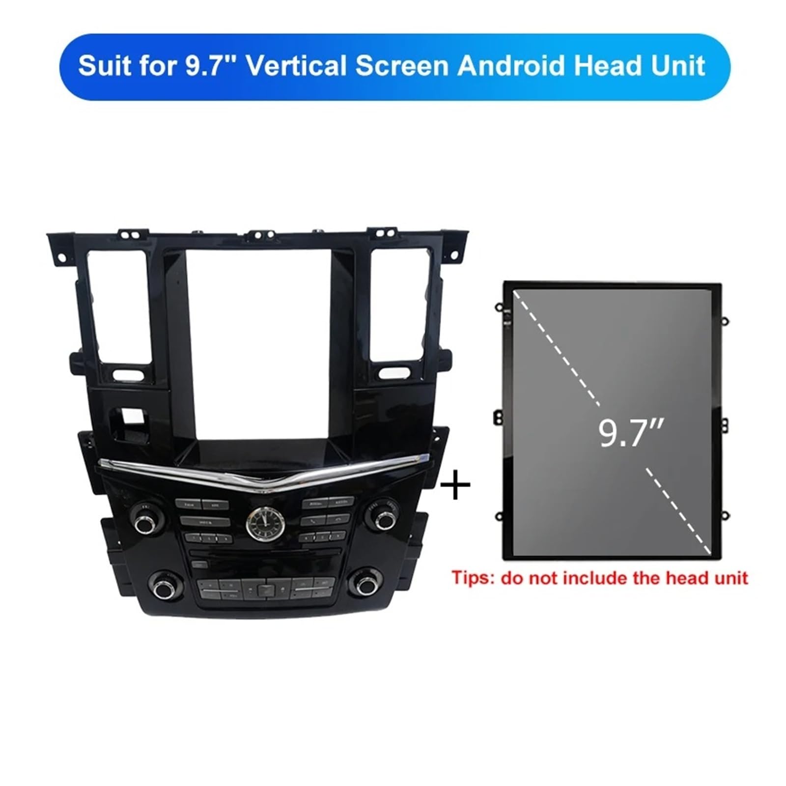 Mascherina Autoradio Cornice Stereo per Nissan per Patrol 9.7 "Schermo Verticale Autoradio Fascia Telaio Kit Cruscotto Installazione Adattatore Cablaggio Pannello