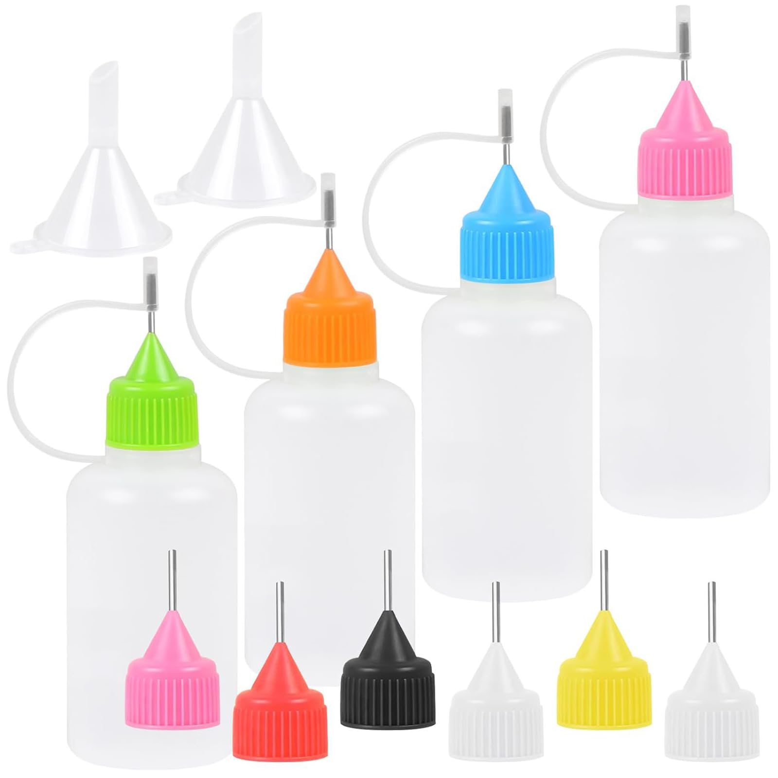 GTYLF Useful 30ml Accuracy Tip Glues Bottles Designers Essential Needle Tip Bottles with Miniature Funnel for Accuracy Paper Craft Supplies