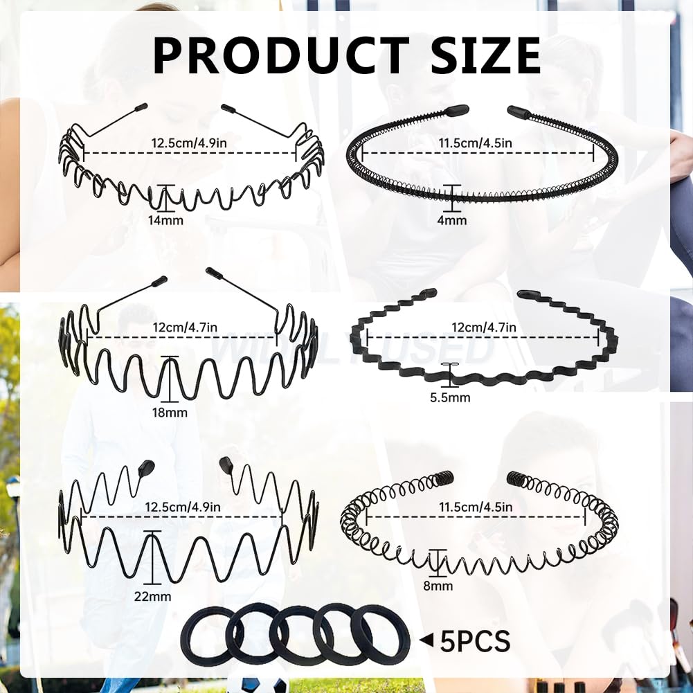 Sports Headband 18pcs Set Plastic Wavy Hair Comb Headband Sharks Tooth Hair Band Accessories Set for Women Men Girls for Exercise Fitness - Image 3